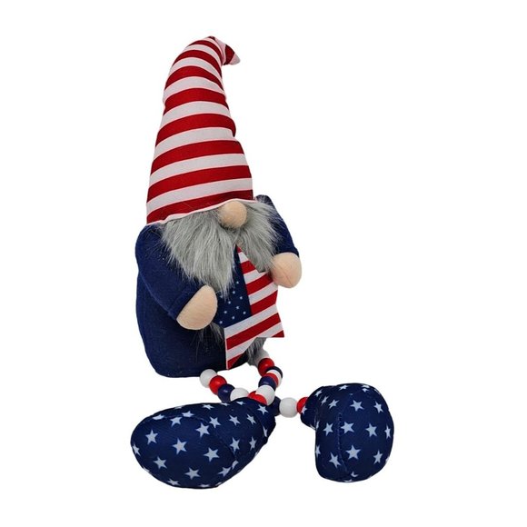 Patriotic Plush Gnome with Star 18" Shelf or Table Party Decor - Picture 2 of 3